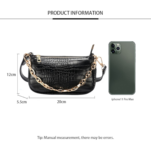 Fashion Crocodile Pattern Baguette Bags Pu Leather Shoulder For Women 2021 Chain Design Luxury Hand