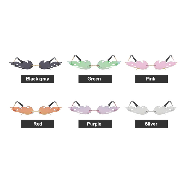 Fashion Fire Flame Sunglasses Women Men Rimless Wave Glasses Uv 400 Eyewear Luxury Trending Narrow Bike Sunglasses Goggles