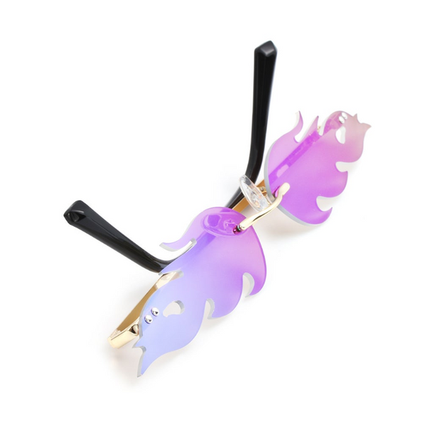 Fashion Fire Flame Sunglasses Women Men Rimless Wave Glasses Uv 400 Eyewear Luxury Trending Narrow Bike Sunglasses Goggles