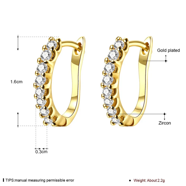 Vintage Round Circle Cubic Zirconia Geometric Gold-Color Big Hoop Earrings Women