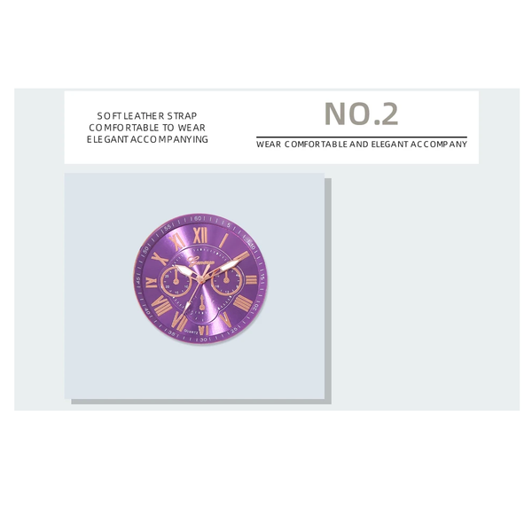 Veile Studios Fashion Women Purple Leather Quartz Wristwatch Business Casual Ladies Watches
