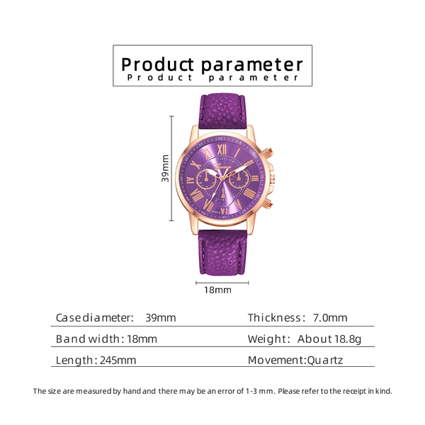 Veile Studios Fashion Women Purple Leather Quartz Wristwatch Business Casual Ladies Watches
