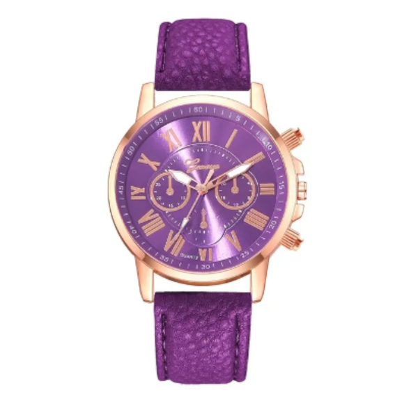 Veile Studios Fashion Women Purple Leather Quartz Wristwatch Business Casual Ladies Watches