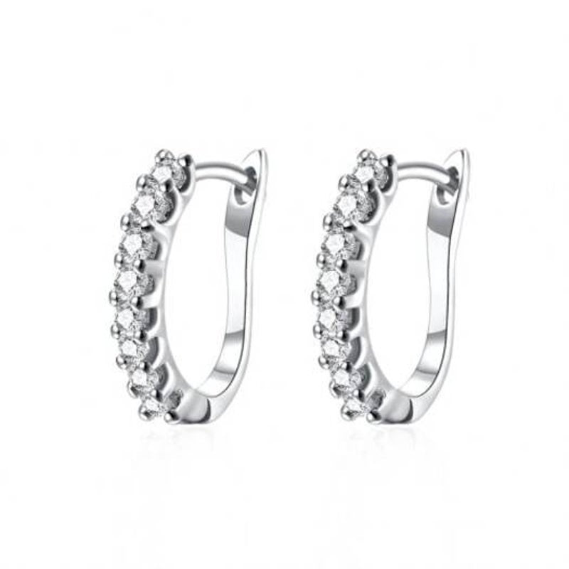 Veile Studios Fashionable K Gold Diamond Set Earring Buckle Platinum Plated Silver Earrings