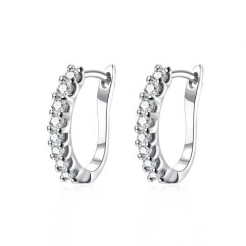 Veile Studios Fashionable K Gold Diamond Set Earring Buckle Platinum Plated Silver Earrings