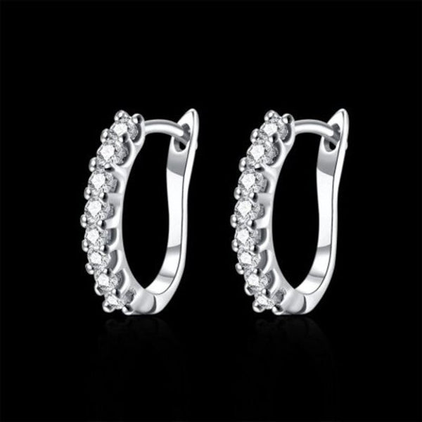Veile Studios Fashionable K Gold Diamond Set Earring Buckle Platinum Plated Silver Earrings