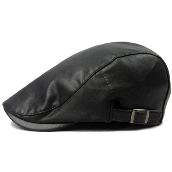 Fashionable Men's Leather Beret Midnight Blue
