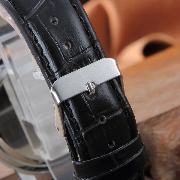 Veile Studios Fashionable Men Casual Watch Three Eye Six Needle Leather Strap Waterproof Wristwatch Watches