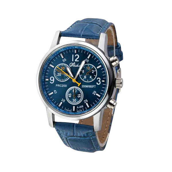 Veile Studios Fashionable Men Casual Watch Three Eye Six Needle Leather Strap Waterproof Wristwatch Watches