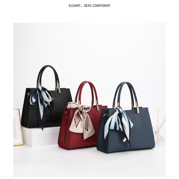 Fashionable Synthetic Leather Crossbody Bag With Detachable Scarf Multiple Compartments For Daily Essentials(Blue) Women's Bags & Handbags