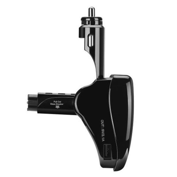 Fast Car Charger With Air Purifier Safety Hammer Black