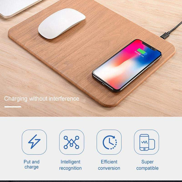 Faux Leather Fast Charge Wireless Charging Mouse Pad Mobile Phone Charger Chargers & Cradles