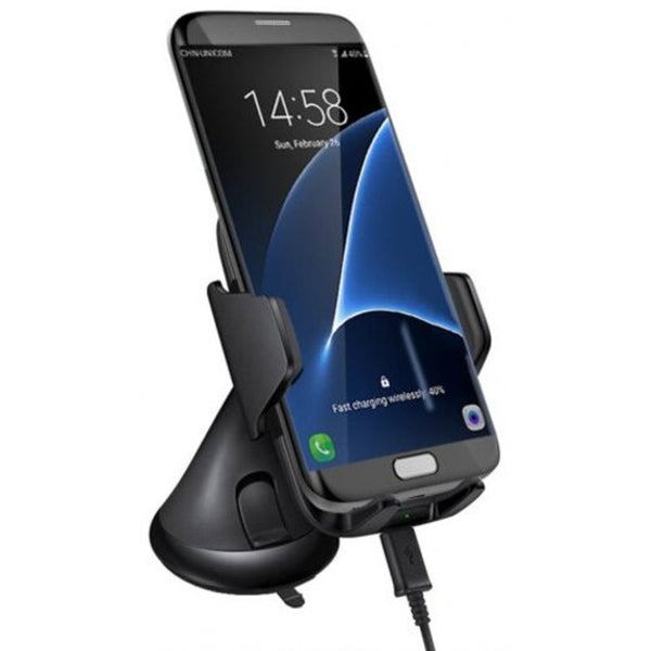 Fast Charger Air Vent Phone Holder Car Mount For Samsung Galaxy S8 / S7 Iphone X All Qi Enabled Devices Black Chargers & Cradles