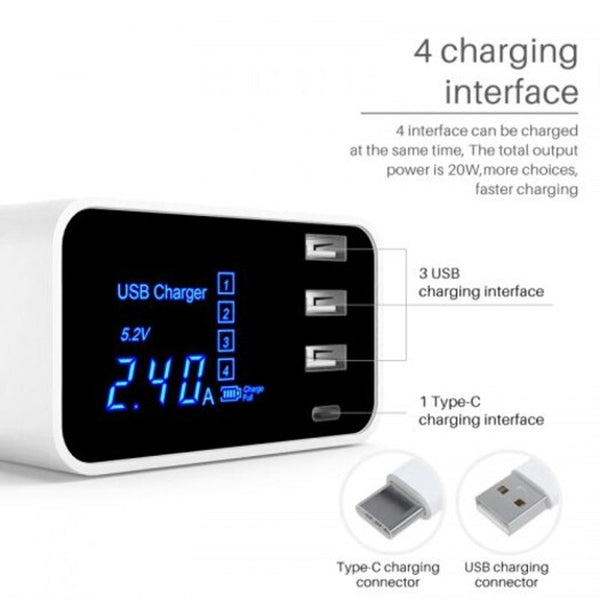 Fast Charger Type Usb Hub Led Display Wall Samsung Adapter Euwhite Chargers & Cradles