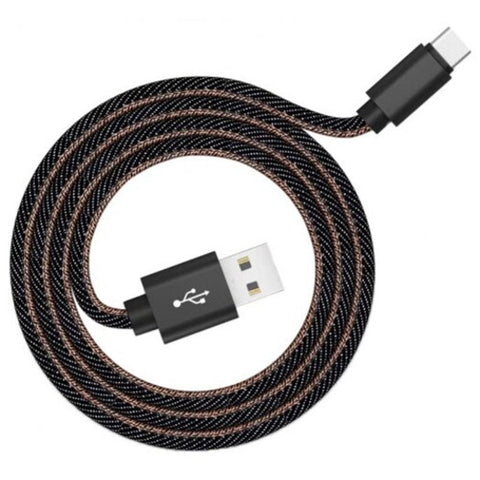 Fast Charging Denim Braided 1M Type Cable Black