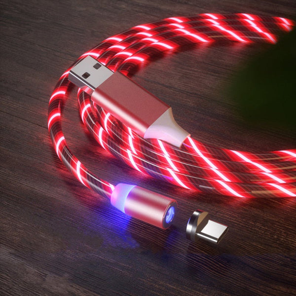 Fast Charging Usb Cable Flowing Light Mobile Phone Magnetic Charger Type C Cables & Adapters