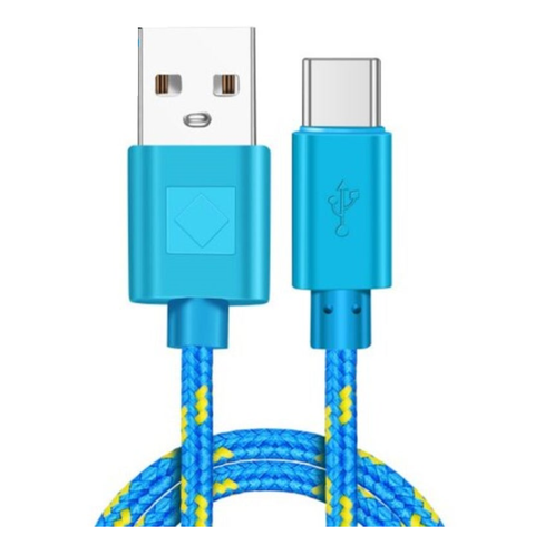 Type C Nylon Data Cable Fast Charging Usb Charger Cord For Samsung Huawei Xiaomi Blue 200Cm