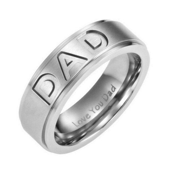 Veile Studios Father Day Gift Dad Engraved Titanium Men Rings