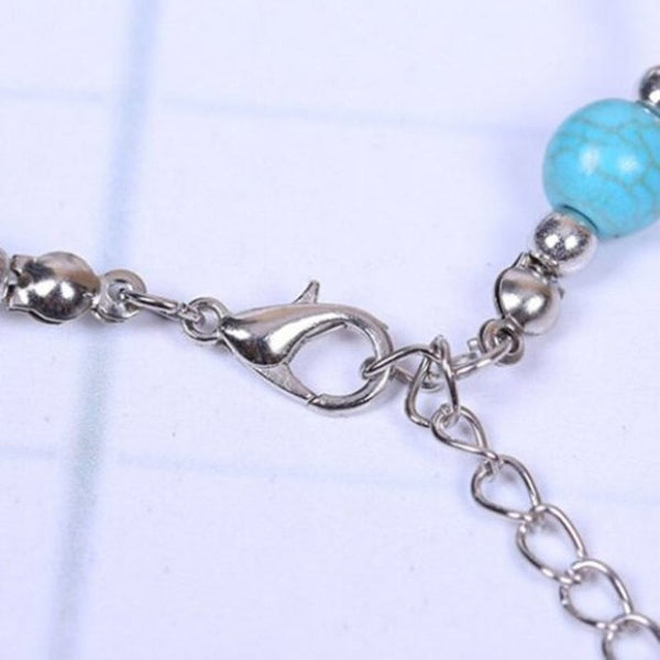 Faux Turquoise Cross Bracelet Silver And Blue