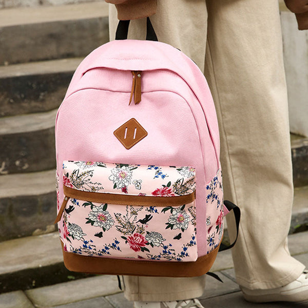 Floral Bags Schoolbag Backpack Lunch Wallets Medium Capacity Oxford Backpacks