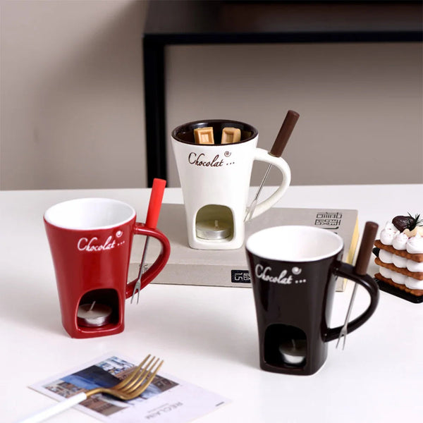 Fondue Mug Set Personal Mini Pots Chocolate Cheese Ice Cream Maker Kit Other Kitchen Gadgets