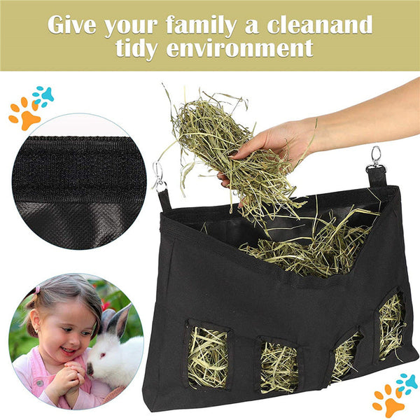 Rose Red 2 Holes Hanging Hay Storage Feeder Bag For Guinea Pigs Rabbits Hamsters 2 Holes Small Animal Supplies