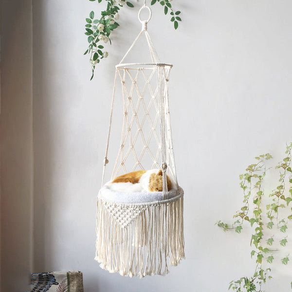 Macrame Hanging Pet Bed Cat Hammock Wall Gifts Swing Pet Beds
