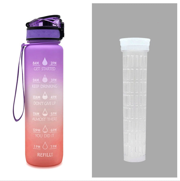 1 Litre Tritan Water Bottle With Time Marker For Sports And Fitness Activities Water Bottles