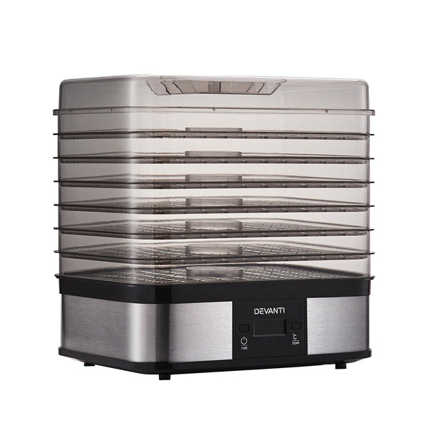 Devanti Food Dehydrator With 7 Trays Silver Dehydrators