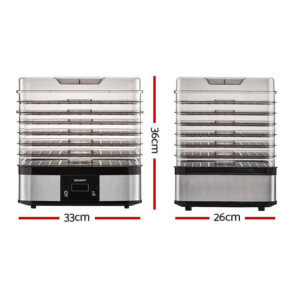 Devanti Food Dehydrator With 7 Trays Silver Dehydrators