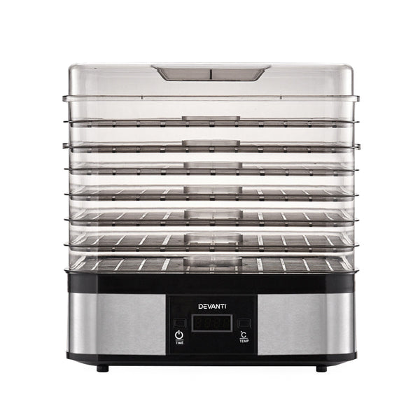 Devanti Food Dehydrator With 7 Trays Silver Dehydrators