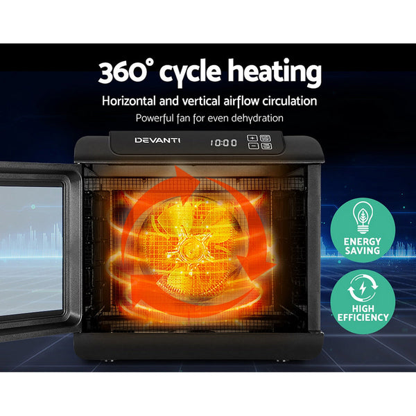 Devanti 6 Tray Food Commercial Beef Jerky Maker Fruit Dryer Black Dehydrators