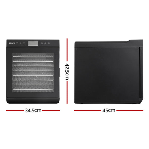 Devanti Food Stainless Steel Jerky Fruit Dryer 10 Trays Dehydrators