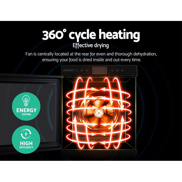 Devanti Food Stainless Steel Jerky Fruit Dryer 10 Trays Dehydrators