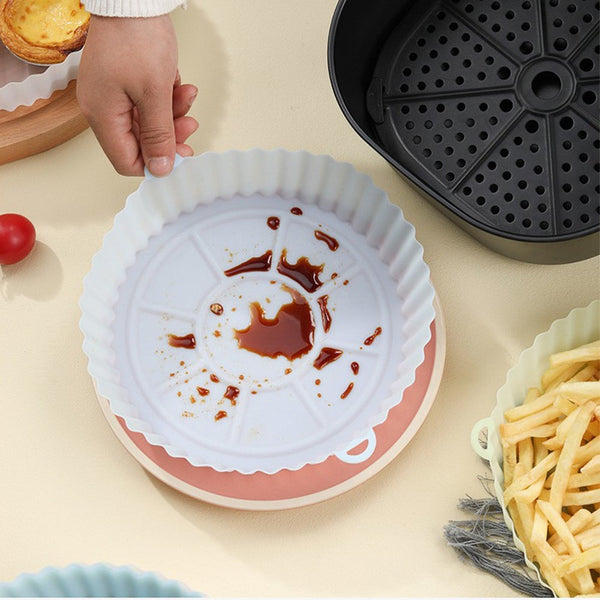 Food Grade Silicone Round Baking Tray Air Fryer Liner Pizza Oven Basket Mat Air Fryer Accessories