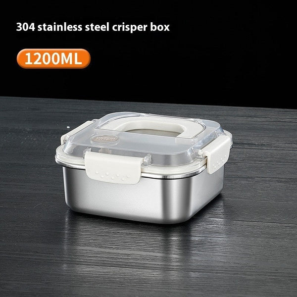 Lunchboxes 304 Stainless Steel Crisper Square Lunch Box With Handle For Kitchen Storage