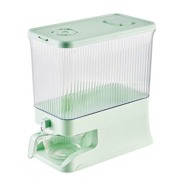 Transparent Apple Green Smart Kitchen Rice Dispenser Automatic Press Style Storage Bin Food Storage Containers