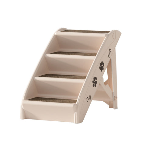 I.Pet Dog Ramp Steps For Bed Sofa Car Stairs Ladder Portable Foldable Beige