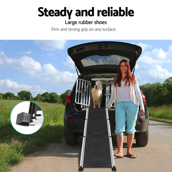 I.Pet Dog Ramp Steps Car Travel Stair Foldable Portable Ladder Aluminium Pet Transport