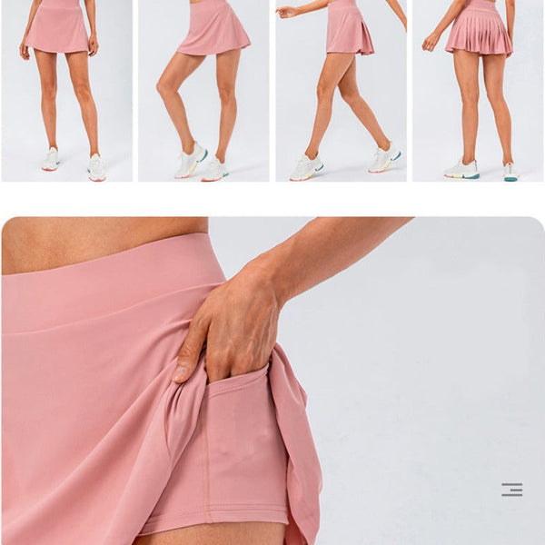 Activewear Tennis Skirt With Zipped Pocket Women Pleated Sports