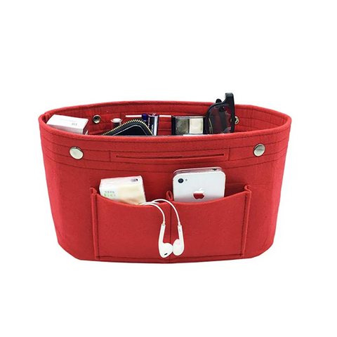 Felt Insert Cosmetic Bag Multi Function Creative Travel Portable Storage Red