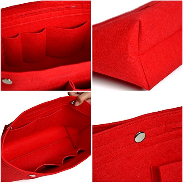 Felt Insert Cosmetic Bag Multi Function Creative Travel Portable Storage Red
