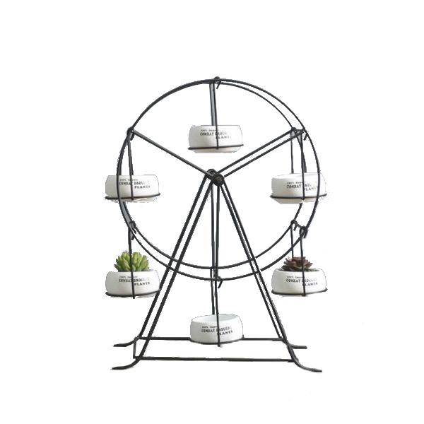 Ferris Wheel Flower Pot Stand With 6 Succulent Plant Pots Baskets Pots Window Boxes