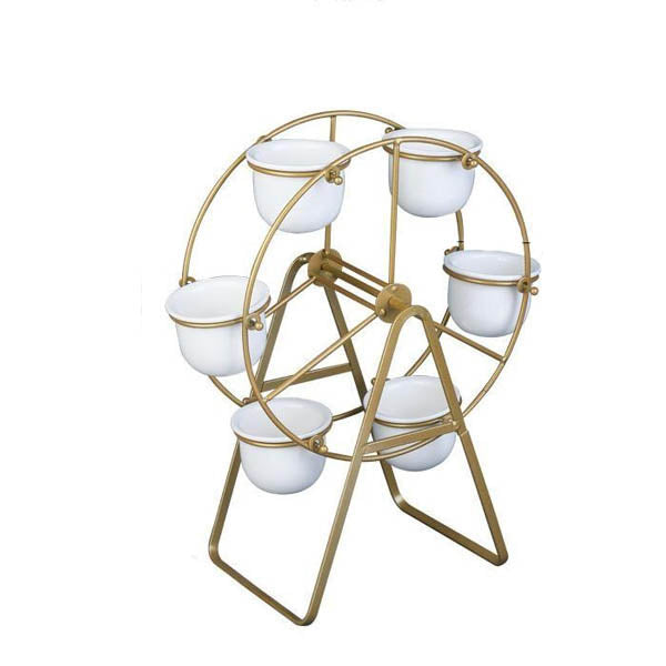 Ferris Wheel Flower Pot Stand With 6 Succulent Plant Pots Baskets Pots Window Boxes