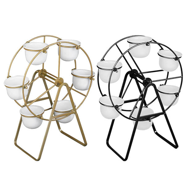 Ferris Wheel Flower Pot Stand With 6 Succulent Plant Pots Baskets Pots Window Boxes