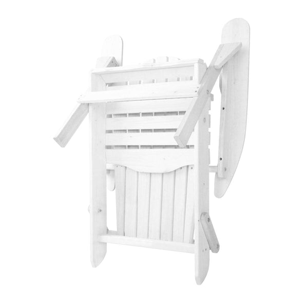 Gardeon 3 Piece Outdoor Adirondack Beach Chair And Table Set White Patio Furniture Sets