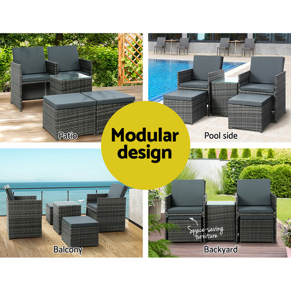 Gardeon Recliner Chairs Sun Lounge Wicker Lounger Outdoor Furniture Patio Sofa Loungers