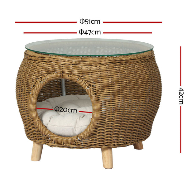 Gardeon Coffee Side Table Wicker Aluminium Desk Pet Bed Storage Outdoor Furniture Coffee Tables
