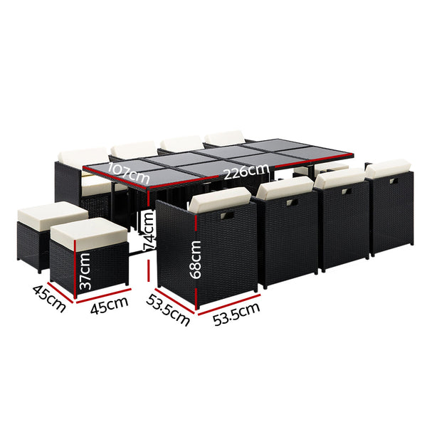 Gardeon 13 Piece Wicker Outdoor Dining Table Set Dining Sets