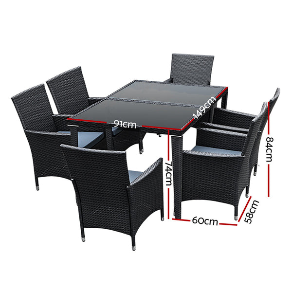 Gardeon Outdoor Furniture 7Pcs Dining Set Outdoor Dining Sets